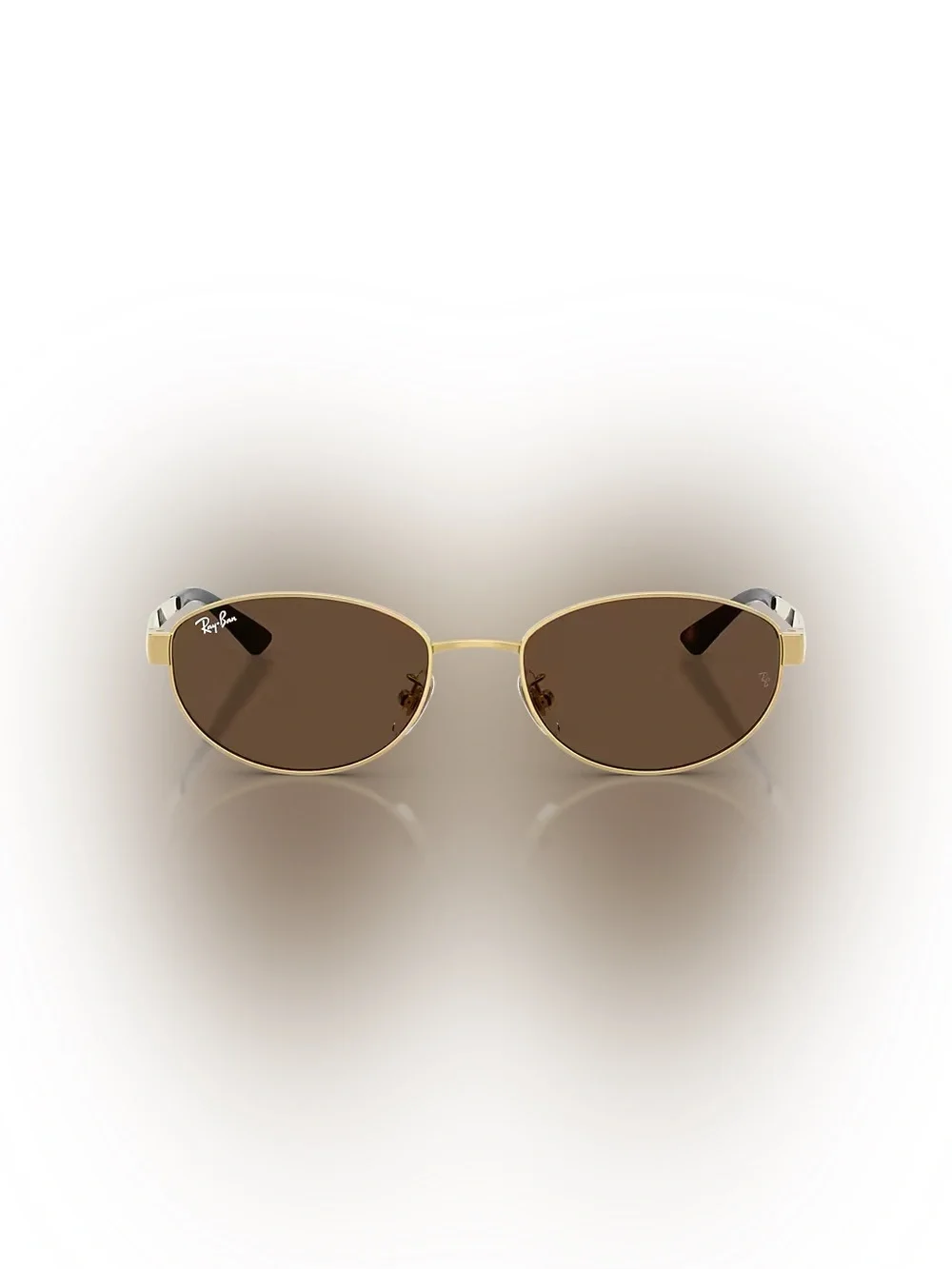 Ray-Ban RB3774D Gold Frame Brown Lens Oval Sunglasses